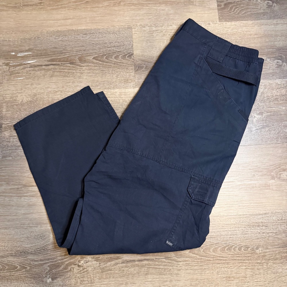 5.11 Tactical Mens Navy Blue Ripstop Cargo Pants Elastic Waist 36x32 Utility